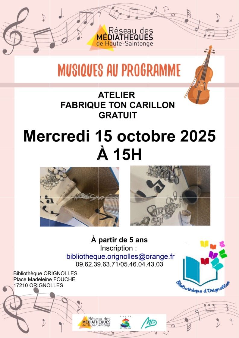 Atelier instrument de musique : carillon à Orignolles