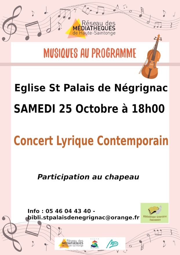 Concert lyrique contemporain à St-Palais-de-Négrignac